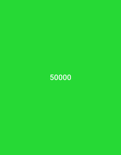 The image is a solid, bright green background with the white text "50000" centered horizontally and located in the lower-middle portion of the frame. There are no discernible elements of the city of Taraz, Kazakhstan, or any people, subjects, objects, actions, or interactions.