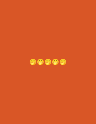 The image is a digital illustration featuring five yellow emojis with their hands covering their mouths, arranged horizontally in the center of a plain orange background. There are no discernible elements related to the city of Rigasa, Nigeria, in this image.
