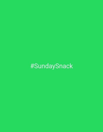 The image is a solid bright green background with the hashtag "#SundaySnack" written in white, sans-serif font, centered horizontally and in the lower half of the frame. There is no discernible connection to the city of Campezo / Kanpezu, Spain.