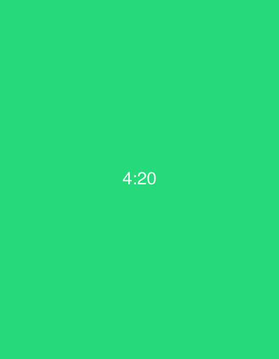 The image displays a plain, vibrant green background. Centered on the background is the text "4:20" in white, sans-serif font. There are no people, objects, or any discernible environmental features present in the image. The location of Veliki Preslav, Bulgaria, is not relevant to the visual content of this image.