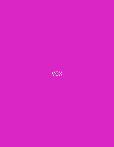 The image displays a plain, solid magenta background. Centered on this monochromatic field, the white uppercase letters "VCX" are visible. There are no other subjects present, such as people, objects, or any discernible scene or setting. No activity or event is taking place, nor are there any indications of time of day, weather conditions, or emotional context. The visual content of the image does not provide any cues or details that relate to the provided location context of Vagharshapat, Armenia.