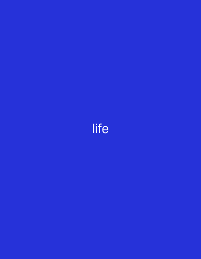 The image is a solid, deep blue background with the word "life" written in white text in the center. There is no visible indication of the city of Nalazar, Uzbekistan, or any other geographical or environmental context. The scene is entirely abstract and consists only of the text against the colored background.