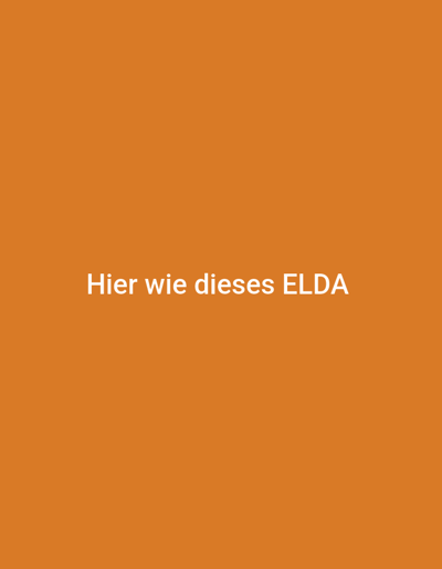 The image is a screenshot of a social media post with white text on an orange background. The text reads "Hier wie dieses ELDA". This appears to be a German phrase, possibly indicating "Here is this ELDA" or "Here like this ELDA". There are no people, objects, scenes, or activities depicted in the image. The setting is an abstract orange background with no discernible location cues. The time of day, weather, and emotions are not conveyed by the image. The only notable detail is the presence of the text itself.