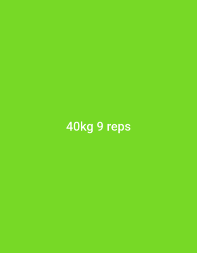 The image is a solid green background with the white text "40kg 9 reps" centered in the middle of the image. The coordinates provided are in Rawalpindi, Pakistan, but the image depicts no location, people, objects, or actions.