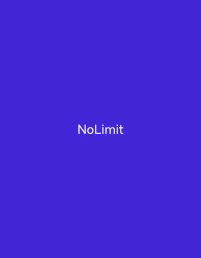 The image displays a uniform, solid deep indigo blue background. Centered horizontally and vertically on this background is the text "NoLimit" rendered in white, sans-serif font. No people, additional subjects, physical objects, actions, or interactions are present. The image contains no visual information or cues pertaining to a specific geographic location, including the city of Bukovo, Bulgaria.