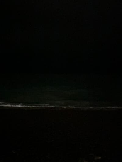 The image shows a dark, indistinct scene. A vertical, slightly lighter band is visible near the center, possibly indicating a wall or edge. The overall darkness and lack of detail make it difficult to discern specific objects or the environment in detail. The location in St Leonards, United Kingdom is not evident from the image itself.