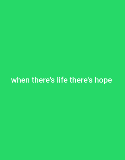The image is a photograph with a bright green background. Centered on the image is white text that reads "when there's life there's hope". There are no people, objects, or actions depicted in the image, other than the text. The location in the city of Ashata, Nigeria is not relevant to the content of the image.