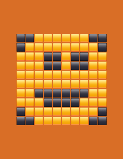 This media file displays a pixelated smiley face rendered in yellow and black squares against an orange background. The smiley face is centrally located within the frame, formed by a grid of small, square emoji-like elements. The overall composition evokes a digital or retro aesthetic. The background is a solid, warm orange color, suggesting a potentially festive or playful theme, such as Halloween, given the color palette.
The smiley face itself is constructed with a series of yellow squares forming the outline and interior of the face. Black squares are strategically placed to represent the eyes, nose, and mouth. The eyes are positioned two squares down from the top, with a gap of three yellow squares between them. Below the eyes, a larger black rectangular shape forms the mouth, creating a broad, simple smile.
The pixelated nature of the image, with its distinct squares, gives it a blocky, almost arcade-game-like appearance. The squares appear to have a slight glossy texture, with subtle highlights suggesting a light source. No text is visible in the media file. The scene is abstract and symbolic, focusing solely on the representation of the smiley face. The context of Rastatt, Germany, does not provide any direct visual cues within the image itself.