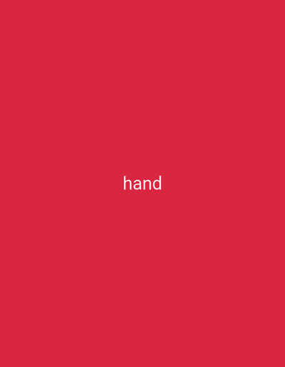 The image displays the word "hand" in white, centered on a plain red background. There is no information about the location of Hofgeismar, Germany, or any other visual elements.