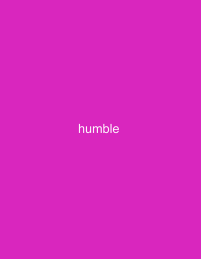 The image displays the word "humble" centered horizontally and vertically against a solid magenta background. There are no other discernible objects, people, or environmental details present in the image. The location in Mayo Dasa, Nigeria is not depicted in this image.