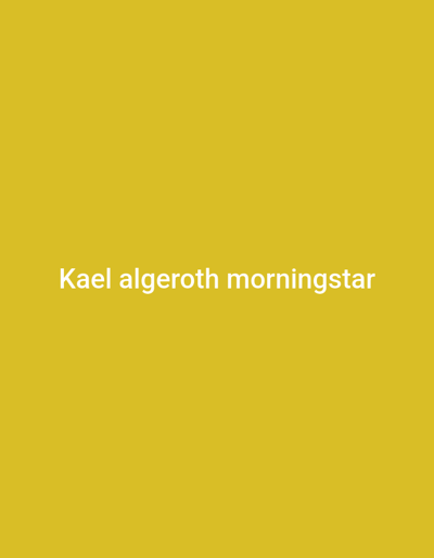 The image displays a solid, uniform mustard yellow background. Centered horizontally and slightly above the vertical midpoint, white text is present. The text reads "Kael algeroth morningstar" in a sans-serif typeface. No other subjects, objects, people, actions, interactions, or environmental details are discernible. The specific location within the city of Medicine Hat, Canada, cannot be determined from the visual information provided in this image.