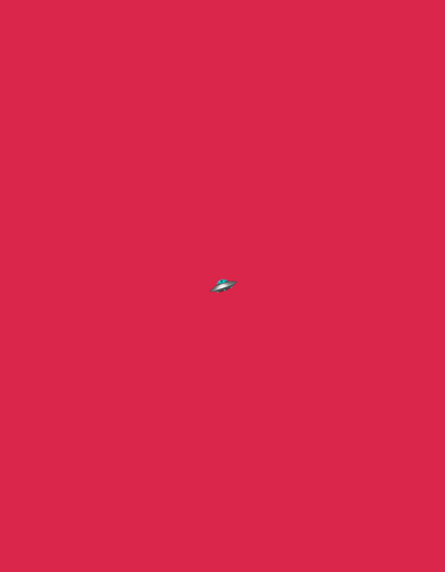 A red background contains a single, small cartoon-style image of a UFO in the center. The location in Kafr Yasif, Israel is not discernible from this image.