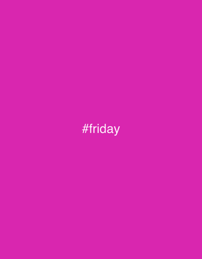 The image is a plain, solid pink background with the hashtag "#friday" written in white text in the center. There is no indication of any location in Varenna, Italy.