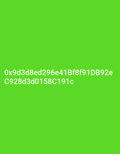 The image shows a bright green background with white text. The text reads "0x9d3d8ed296e41Bf8f91DB92e" on the first line and "C928d3d0158C191c" on the second line. There is no information in the image that would indicate its location in Grójec, Poland.