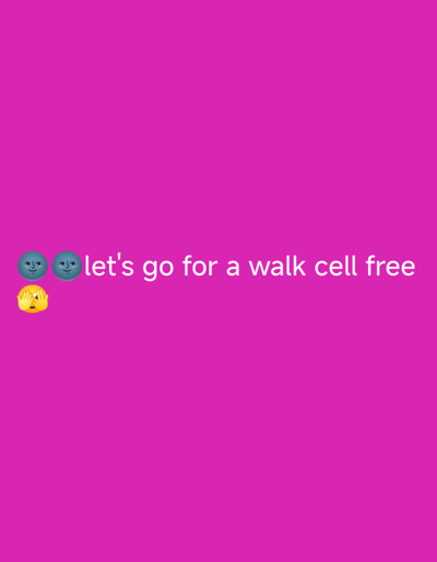 The image is a digital graphic with a solid bright pink background. In the lower-left quadrant, there are three emojis. The top two emojis are identical blue faces with a slightly mischievous expression, appearing to be peeking. Below these, there is a yellow emoji of hands covering the eyes. To the right of the emojis, the text "let's go for a walk cell free" is displayed in white, sans-serif font. The image contains no discernable elements related to the city of Свистуха (кузяевский С/о), Russia.