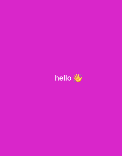 A plain, vibrant magenta background fills the entire frame. Centered slightly to the left of the image are the white words "hello" followed by a yellow hand-waving emoji. There are no people, objects, or discernible environmental features present in the image.