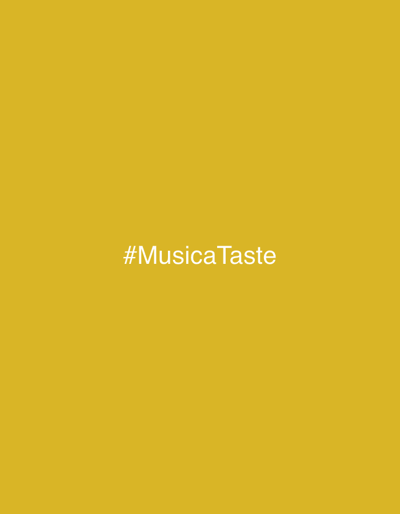 This media file is a static image with a solid, dark yellow background. Centered on the image is the text "#MusicaTaste" in a white, sans-serif font. The text is capitalized, with "M" in "Musica" and "T" in "Taste" also capitalized. There are no discernible subjects, objects, scene, or setting beyond the plain background and text. The image does not depict any activity or event, nor does it provide any clues about the time of day, weather, or location. The emotion conveyed is neutral due to the lack of visual elements. The only visible text is the hashtag "#MusicaTaste".