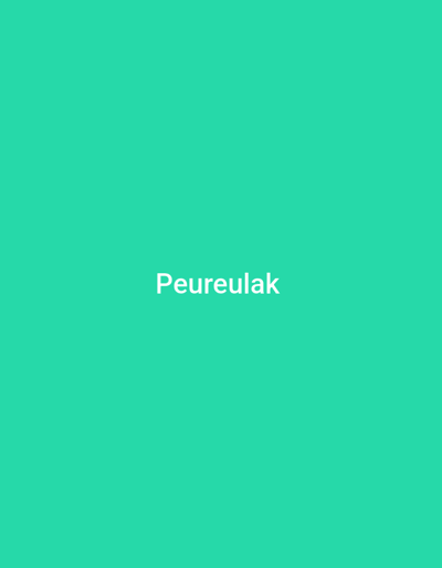 The image is a plain, solid color background of turquoise green. Centered horizontally and towards the upper middle portion of the image, the word "Peureulak" is displayed in white, sans-serif text. There are no people, objects, or actions depicted in the image. The location of Damatutong, Indonesia, is not visually represented in this image.