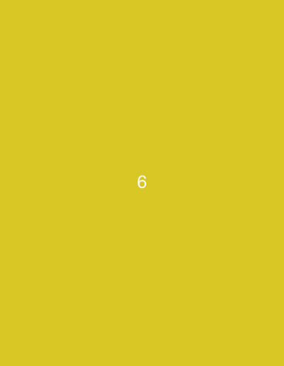 The image is a solid yellow background with the number "6" in white, centered in the lower half of the frame. There are no people, objects, actions, interactions, or environmental details present in the image. The location of Турынскі сельскі Савет, Belarus is not discernible from the provided image.