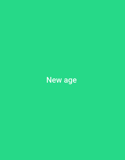 A solid green background with the text "New age" centered in the frame. The text is in a white sans-serif font. The overall image has a simple, clean aesthetic.