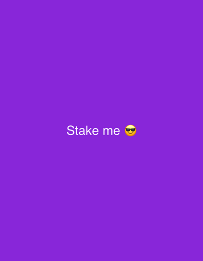 The image is a plain purple background with the words "Stake me" and a sunglasses emoji in white text. The scene does not depict any specific location in Dragoevo, Bulgaria.