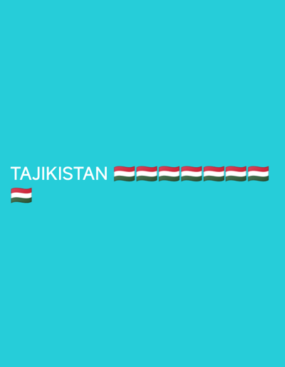 The image shows the word "TAJIKISTAN" in large white font against a teal background. To the right of the word, and also to the left of the "T" in "TAJIKISTAN", are multiple Tajikistan flag emojis. The image does not depict any specific location in Danghara, Tajikistan.