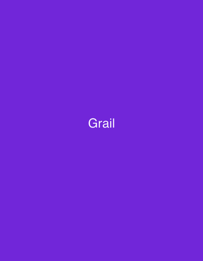 The image is a solid purple background with the word "Grail" written in white text in the center. There is no discernible location or context within the city of Kaolinovo, Bulgaria, as the image contains only the text and a uniform background.