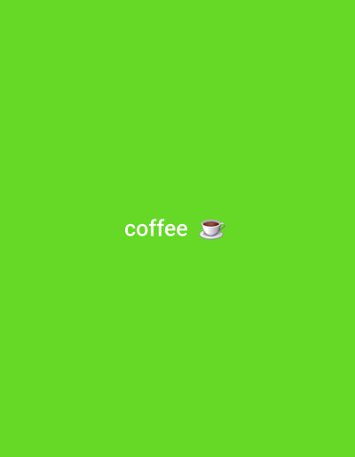 The image is a digital graphic with a bright green background. In the center, the word "coffee" is written in white text, followed by a coffee cup emoji. The image does not depict any recognizable landmarks or scenes from Middlesbrough, United Kingdom.