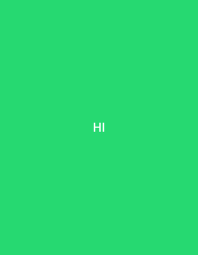 The image displays the word "HI" in white, sans-serif font, centered on a vibrant green background. There are no discernible people, objects, actions, interactions, or environmental features present within the scene. The location of Mineralni Bani, Bulgaria, is not depicted or implied in the image.