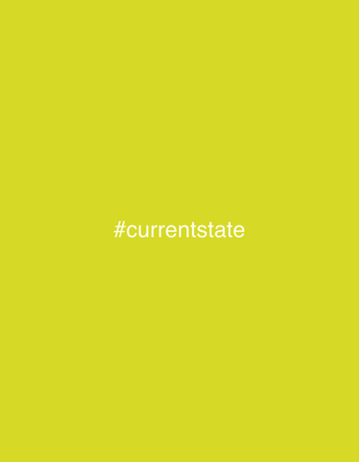 The image shows the text "#currentstate" in white, sans-serif font, centered on a bright yellow background. There are no other visible objects, people, or environmental details. This image is not related to any specific location in Rochdale, United Kingdom.