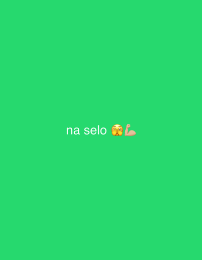 The image shows the text "na selo" followed by an emoji of wide eyes and an emoji of a flexed bicep, all against a green background. There is no evidence of Gorna Mitropolia, Bulgaria.