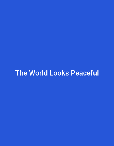 The image is a solid blue background with the text "The World Looks Peaceful" in white, centered in the bottom half of the image. The coordinates provided, latitude 26.751 and longitude 80.924, correspond to a location in the city of Lucknow, India.