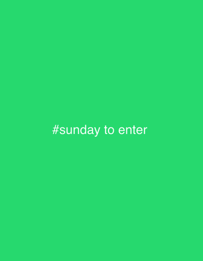 The image shows a plain green background with white text in the center that reads "#sunday to enter". There is no information available about the city of Rezovo, Bulgaria, in this image.