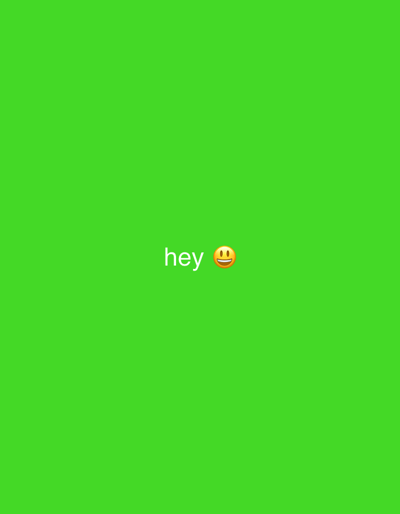 This is a media file with a bright green background. In the center of the image, the word "hey" is displayed in white text, followed by a smiling emoji with wide eyes and a broad smile. The emoji appears to be the "grinning face with smiling eyes" emoji. There are no other visible subjects, objects, or setting details. The file appears to be a simple graphic or text overlay, possibly from a social media post or a message. The time of day, weather, and specific location cues are not discernible from the image. The overall emotion conveyed is cheerful and friendly due to the text and emoji.