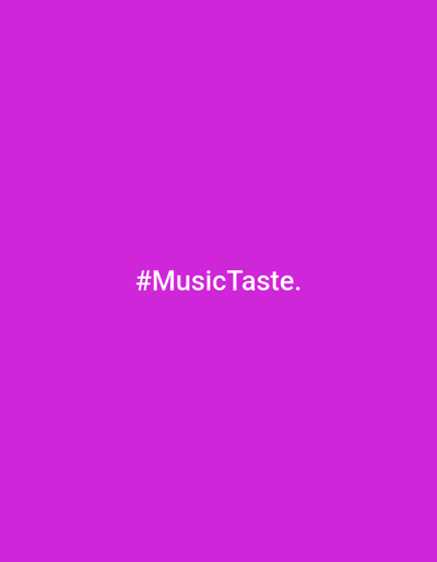 The image is a plain purple background with the hashtag #MusicTaste written in white text in the center. There is no visible information about its location in Қарғалы, Kazakhstan, nor any people, subjects, objects, actions, or interactions.