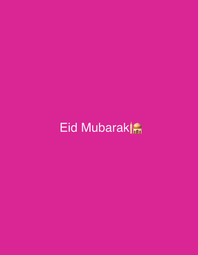 The image displays a digital graphic with a solid magenta background. Centered horizontally and vertically is the text "Eid Mubarak" rendered in white, sans-serif font. Immediately to the right of the text is an emoji depicting a mosque, characterized by a brown dome and two white minarets. No individuals, physical objects, or environmental features are present beyond these graphic elements. This image is described in the context of the city of Sredkovets, Bulgaria.