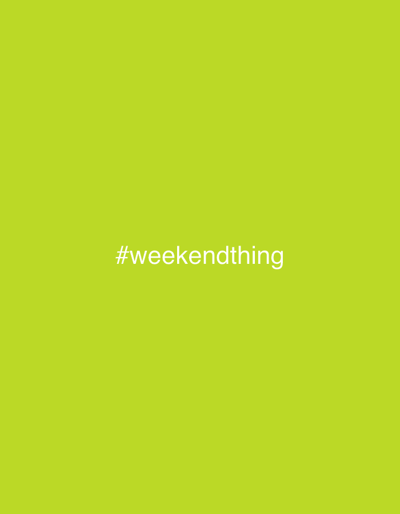 The image shows the hashtag "#weekendthing" in white text against a solid, bright yellow-green background. The image does not depict any location in the city of Zima Yuzhnaya, Russia, or any other details that would be relevant to describing a physical scene.