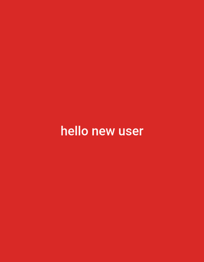 The image is a solid red background with the white text "hello new user" centered horizontally and located in the lower portion of the frame. There are no people, objects, or actions visible. The image does not provide any information about a specific location in Bora, Indonesia.