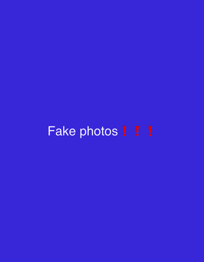 The image is a plain blue background with the words "Fake photos" in white text, followed by three red exclamation marks. The text is centered horizontally and located in the lower half of the image. There is no discernible location in Kandahar, Afghanistan, or any other environmental context within the image.