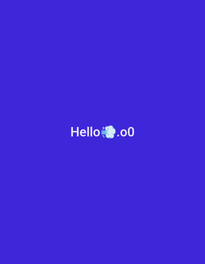 A digital image features the text "Hello💨.00" in white, centered against a uniform, dark blue-purple background. The cloud emoji is placed between "Hello" and ".00". The location of the image in the city of Winchester, United States of America, is not discernible.
