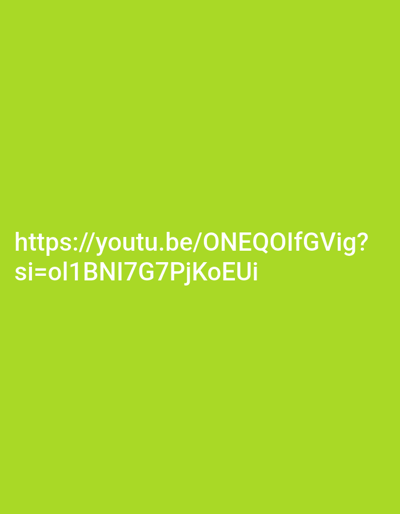 The image displays a YouTube link, specifically: `https://youtu.be/ONEQOlfGVig?si=ol1BNI7G7PjKoEUi`. The link is presented in white text on a light green background. It appears to be a standard YouTube video URL with a tracking parameter following the question mark. The text is centered horizontally, but slightly closer to the bottom of the frame.