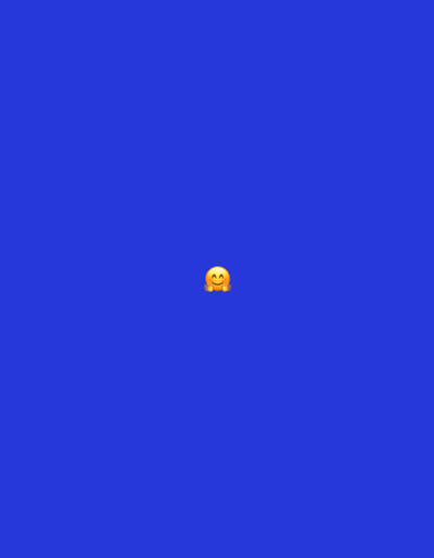A single "hugging face" emoji is centered on a solid blue background. There is no visible location information related to Dabovets, Bulgaria.