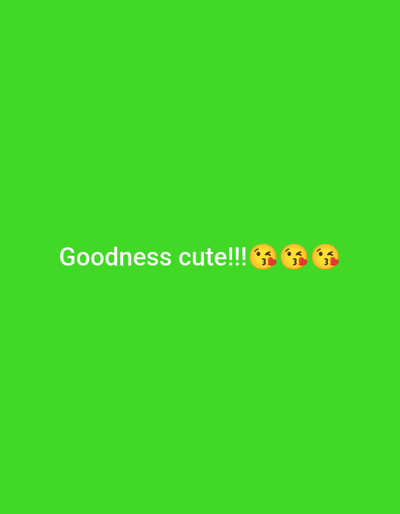 This digital graphic, presented as being located in the city of Im. Gastello, Russia, features a uniform solid green background. Centered horizontally and slightly below the vertical midpoint, white text reads "Goodness cute!!!" Immediately to the right of this text, three identical yellow-faced emojis are displayed. Each emoji depicts a closed-eyed face with puckered lips, from which a small red heart emanates, commonly recognized as a 'face blowing a kiss' emoji. No other people, physical objects, actions, interactions, or discernible environmental details are present within the image frame.