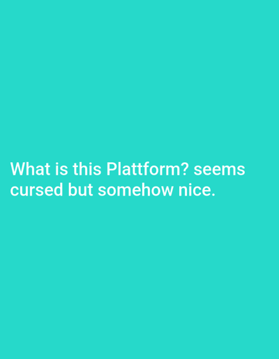 The image is a solid turquoise blue color with the text "What is this Plattform? seems cursed but somehow nice." written in white in the bottom left corner. The provided coordinates are located in Fürstenfeldbruck, Germany, but the image contains no visual information about this location.