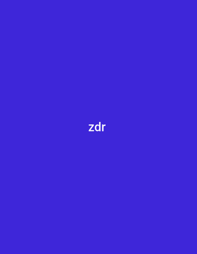 The image displays a minimalist graphic consisting of white text on a solid, vibrant blue background. The background color is a consistent, deep blue, resembling a royal or indigo hue, without any gradients or textures. Centered horizontally and vertically within the frame are the three lowercase letters "zdr". The text is rendered in a clear, sans-serif font and is bright white, creating a strong visual contrast with the dark blue background.
There are no other subjects, objects, or discernible scenes depicted in the image. It does not show any people, activities, or specific environmental settings. Consequently, there are no visual cues related to the time of day, weather, or any particular location. The image's simplicity suggests it may be a digital design, a placeholder, or a branding element. The focus is entirely on the prominent "zdr" text against the unadorned blue field.