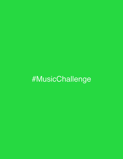 The image displays a uniform, bright green background. Centered horizontally on this green field is the white text "#MusicChallenge". The text is composed of a hash symbol followed by the word "MusicChallenge," with the 'M' and 'C' capitalized. No individuals, specific objects beyond the text, actions, or interactions are depicted. The image contains no visual information or contextual cues that would indicate a physical location, geographical coordinates, or a specific setting within the city of Gornje Polje, Montenegro, or any other location. It is a static digital graphic.