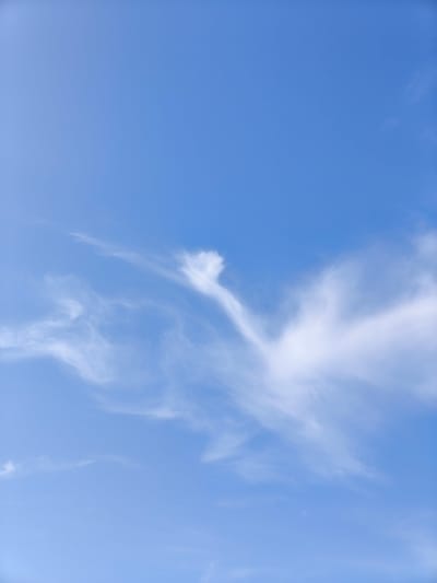 The image shows a clear blue sky with wispy white clouds. There are no buildings, people, or objects visible in the frame, thus its specific location in Castiglione della Pescaia, Italy cannot be determined.