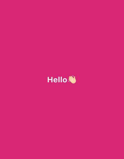 The image is of a solid, hot pink background. On the background, the word “Hello” is displayed in white, centered in the image. An emoji depicting a hand waving is positioned to the right of the word “Hello”. The coordinates 53.072, 8.607 are located in Ganderkesee, Germany. The image has no discernible people, subjects, objects, actions, or interactions beyond the text and emoji.