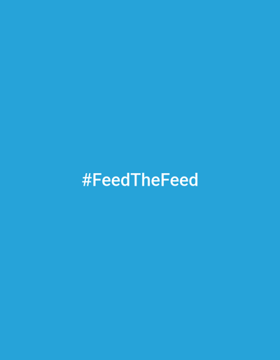 The image is a digitally rendered graphic with a solid blue background. In the center of the frame, the text "#FeedTheFeed" is displayed in white, sans-serif font. There are no people, objects, or environmental elements present. The location of Bohdanivka, Ukraine is not depicted or suggested by any visual information in the image.