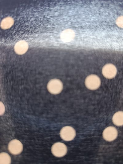 The image shows a close-up, out-of-focus view of a dark fabric with a pattern of light-colored polka dots. The fabric has a ribbed texture. There are no people, actions, or interactions visible. The location in Novyy Benoy, Russia, is not discernible from the image itself, as it only depicts a textured surface with a repeating pattern.